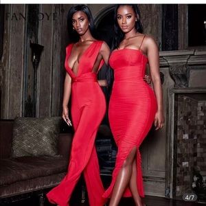 Sexy red ruched dress!